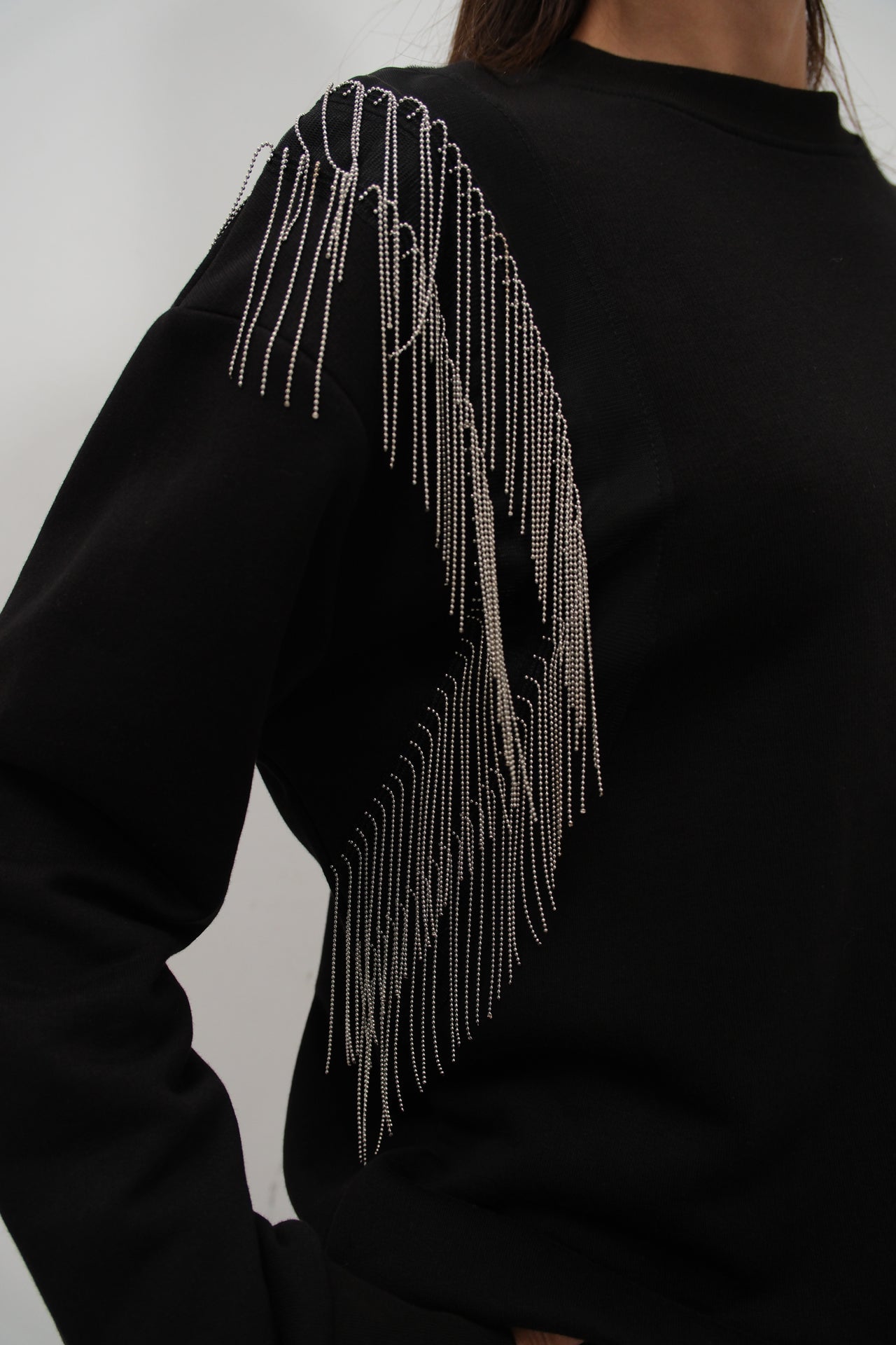 Stone Accessory Oversize Black Sweatshirtshirt
