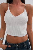 Stone Strap Ecru Triko Blouse