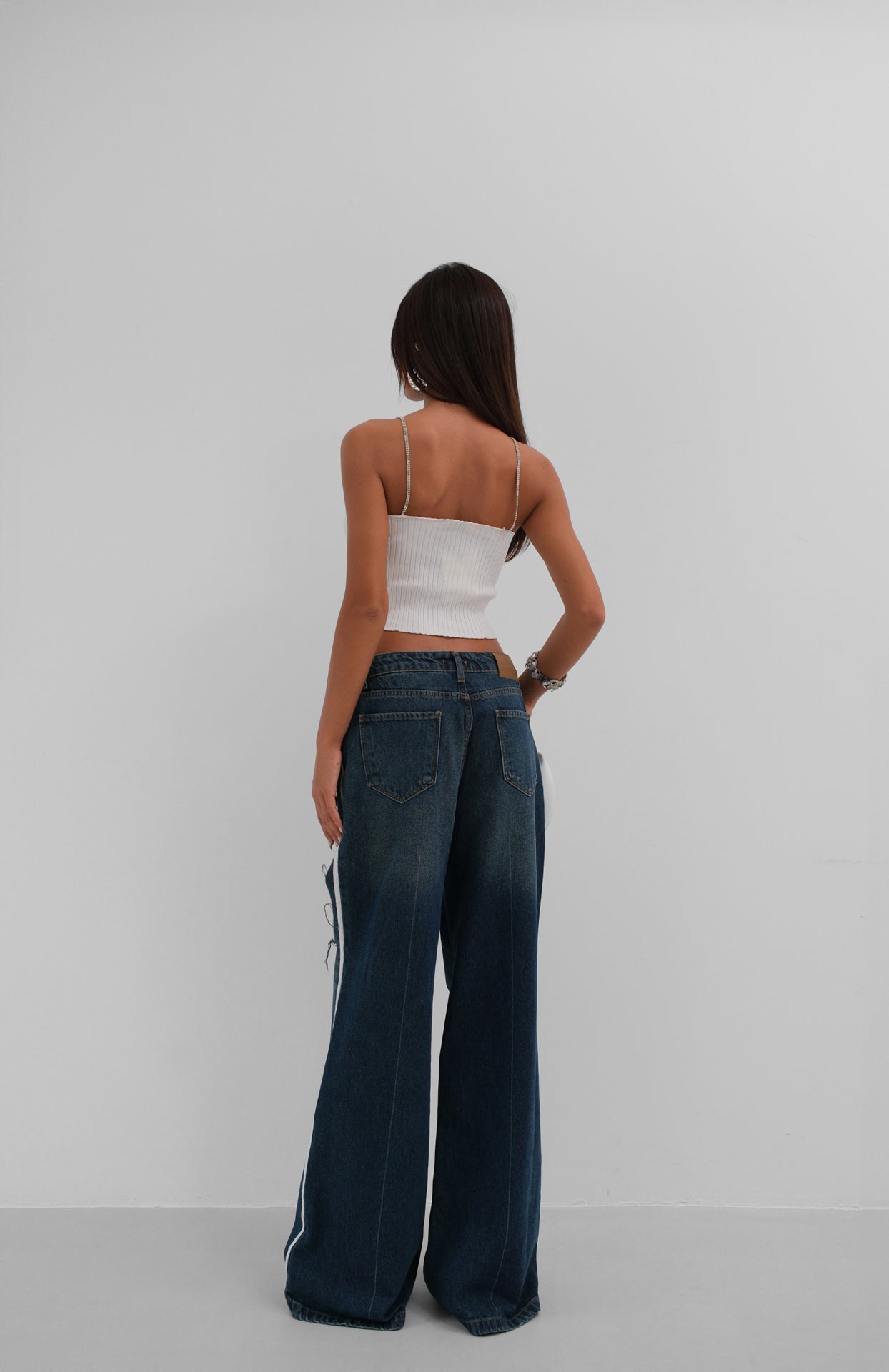 Stone Strap Ecru Triko Blouse