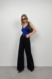 Stone Strap Saxe Blue Knit Blouse
