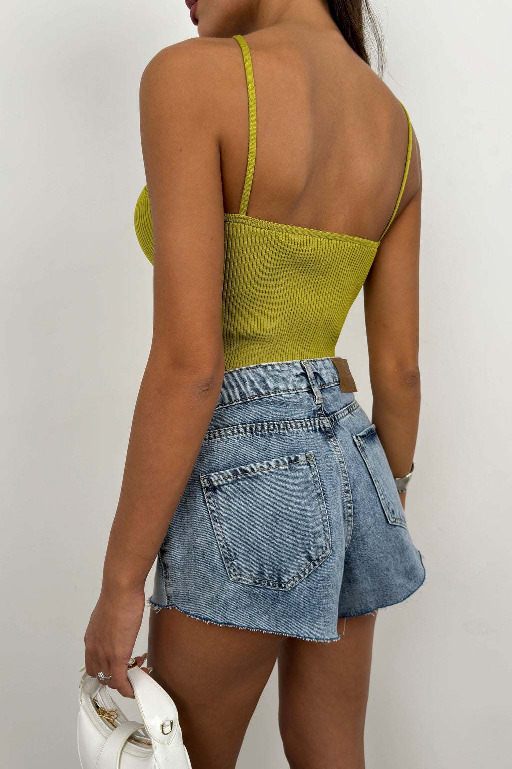 Stone Detail Green Crop Blouse