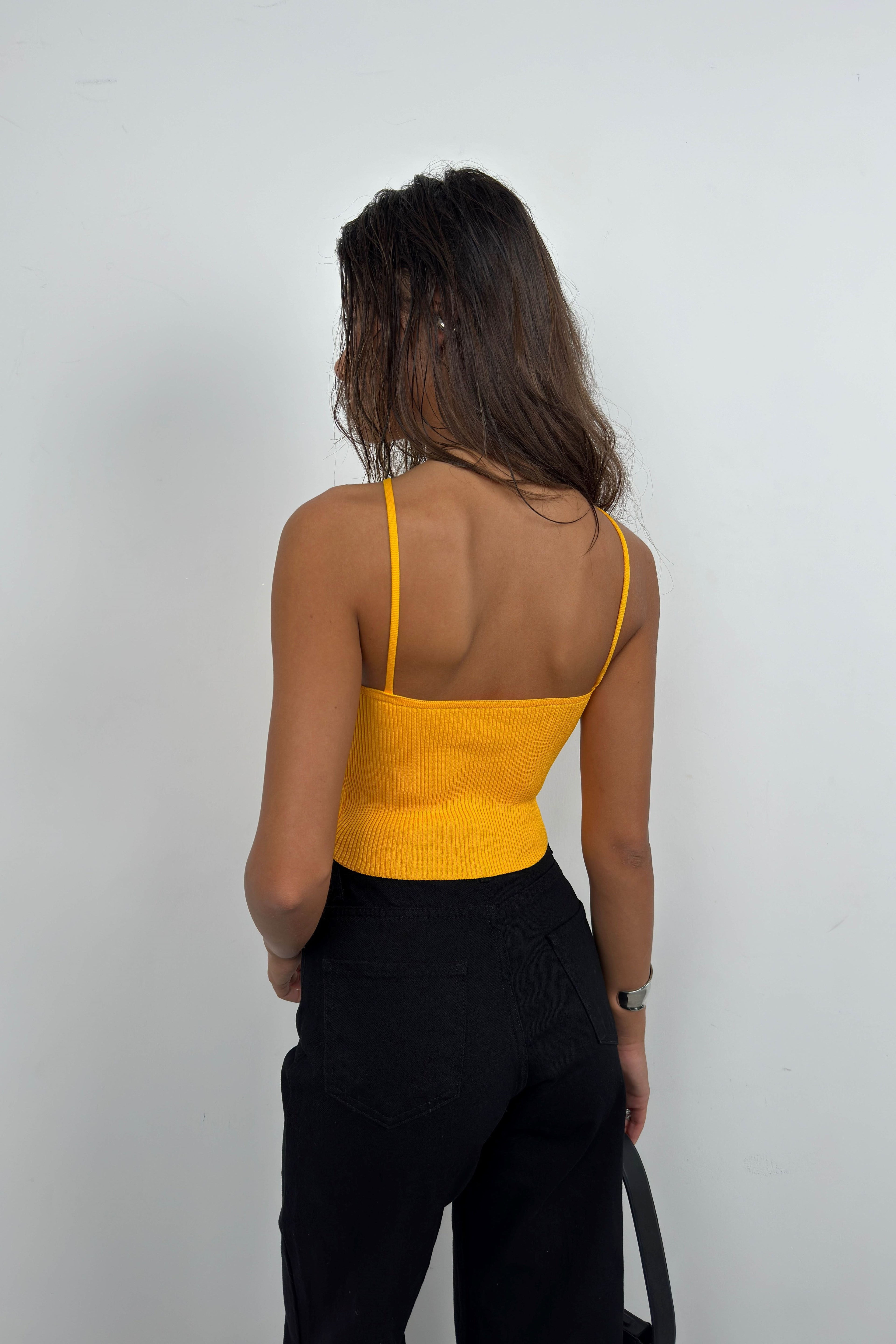 Stone Detail Orange Crop Blouse