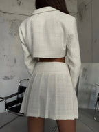 Stone Detail Buttoned White Jacket Set