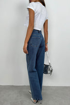 Rhinestone Detail Blue Mom Jeans