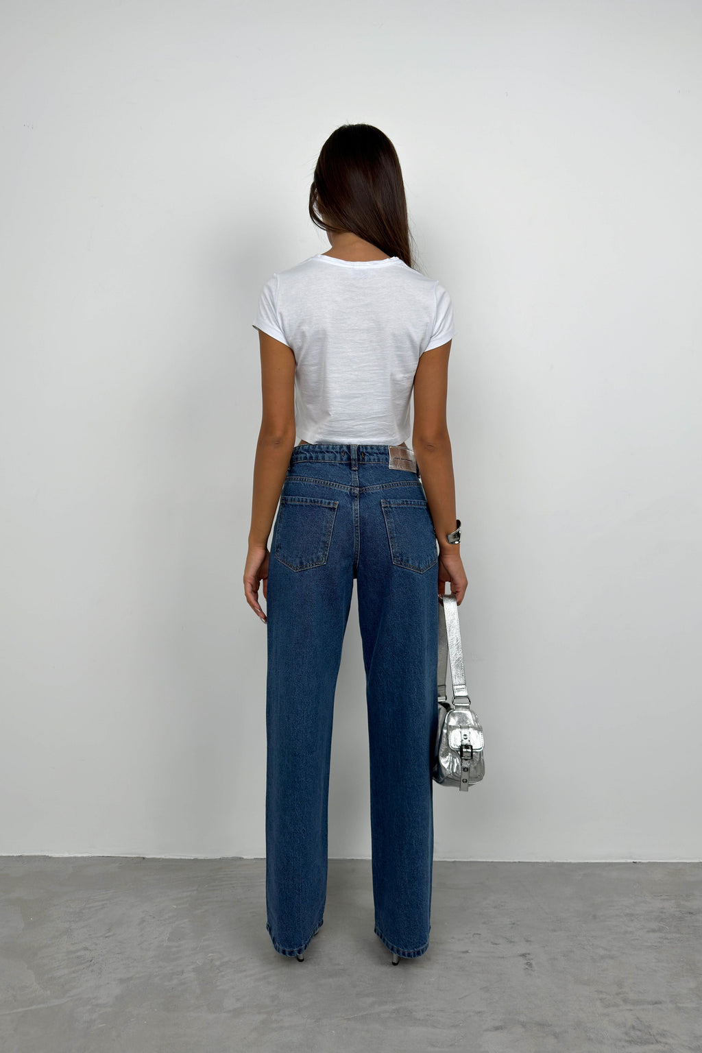 Rhinestone Detail Blue Mom Jeans