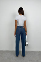 Rhinestone Detail Blue Mom Jeans