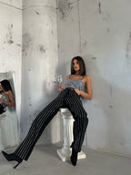 Rhinestone Detail Gray Mom Jeans