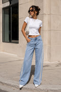 Stone Detail High Waisted Blue Jean