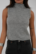 Stone Detail Gray Knit Andst