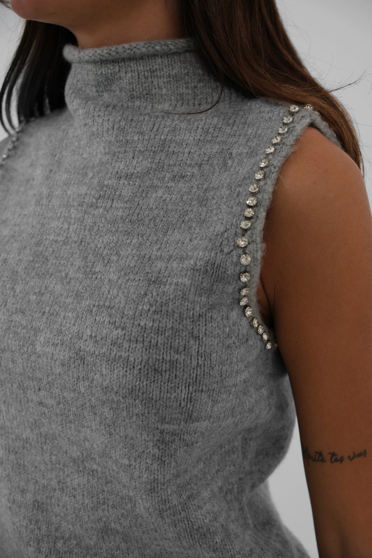 Stone Detail Gray Knit Andst