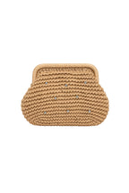 Stone Embellished Mini Straw Mink Bag