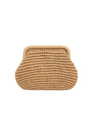 Stone-Embellished Mini Woven Mink Bag