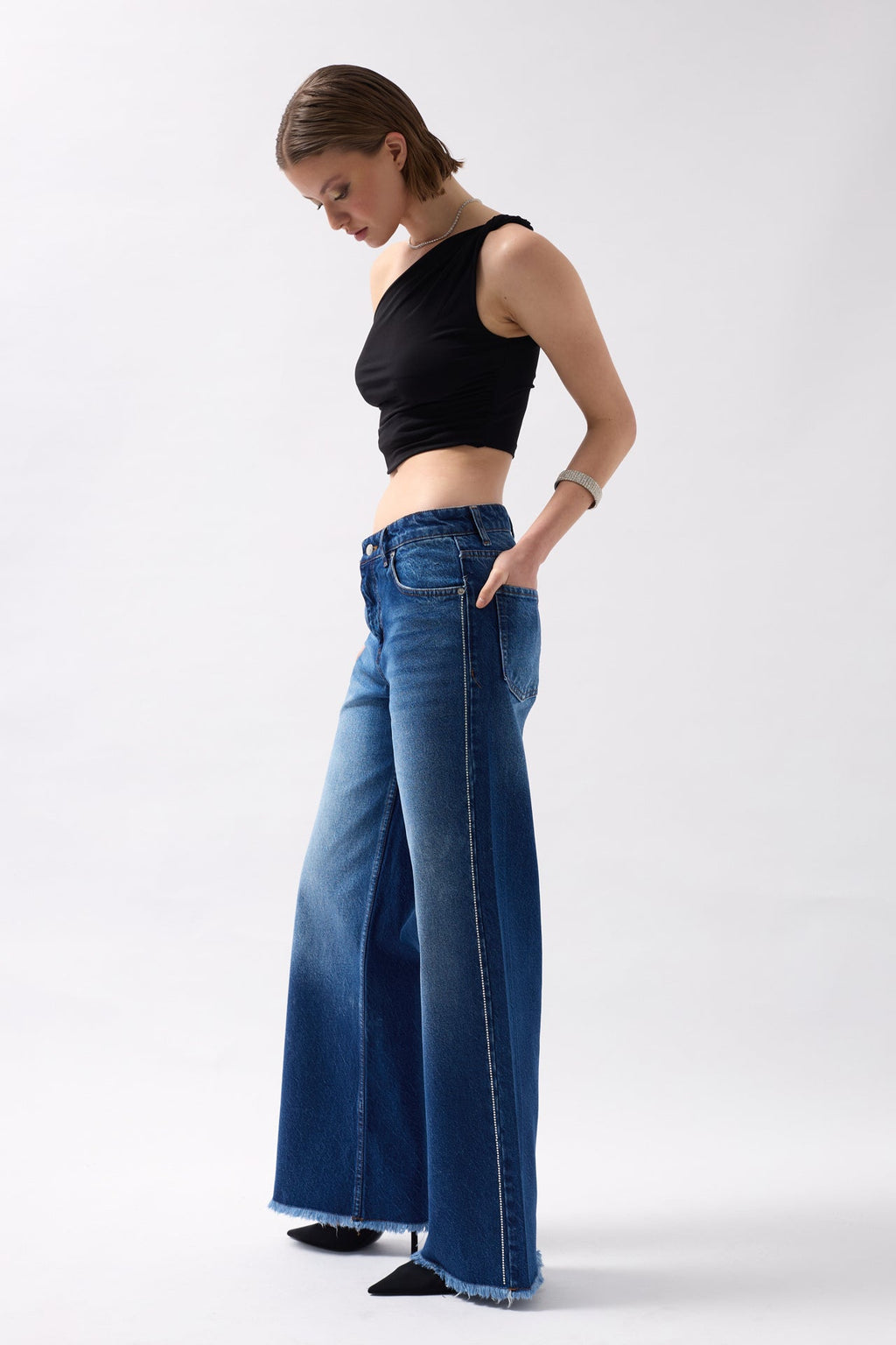 Stone Stripe Detail Blue Jeans