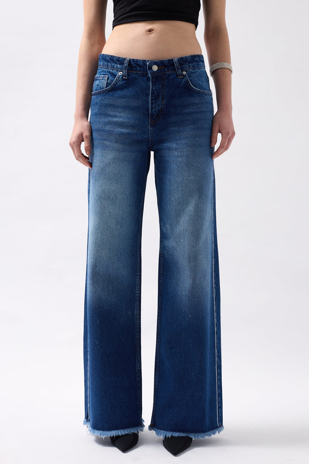 Stone Stripe Detail Blue Jeans