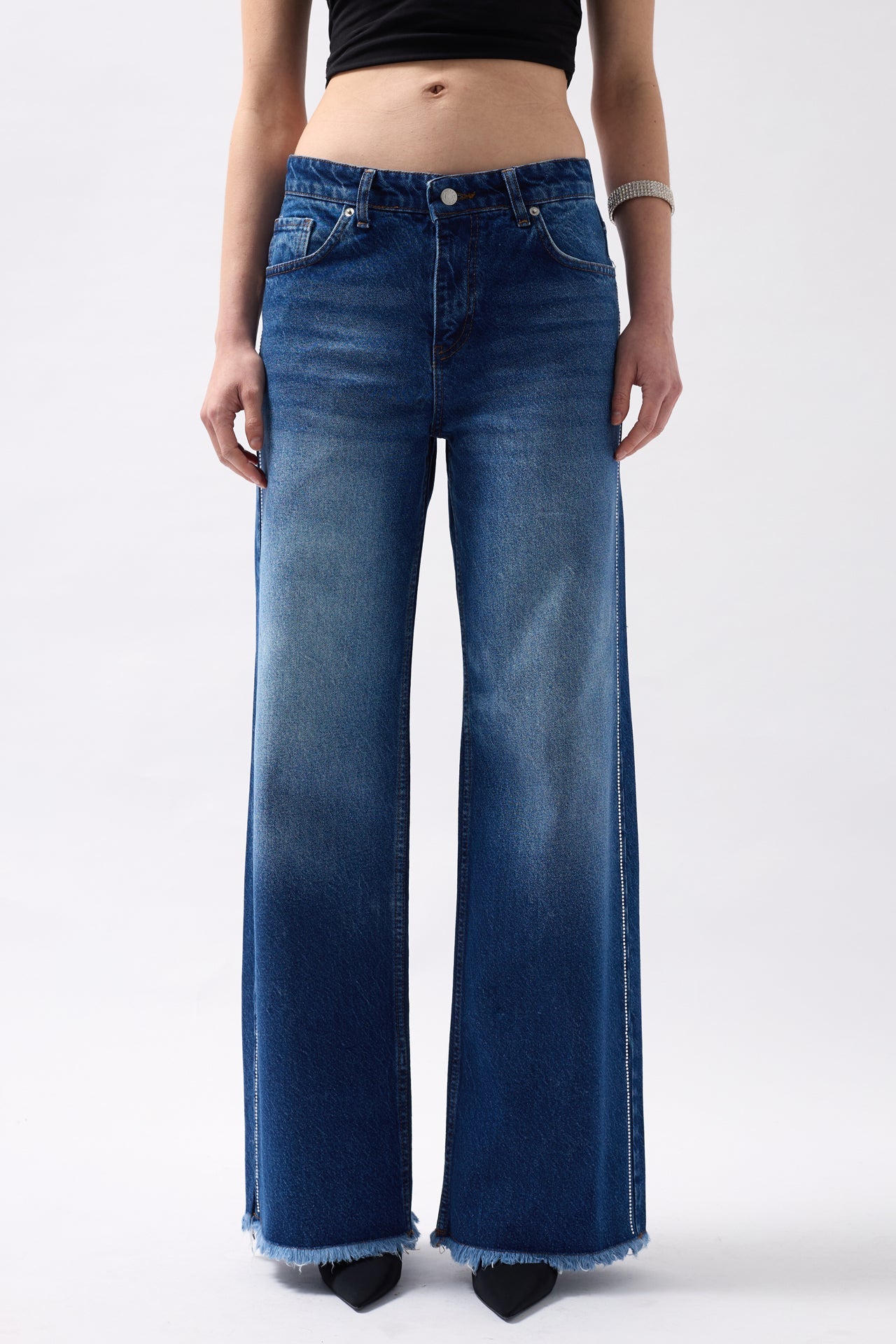 Stone Stripe Detail Blue Jeans