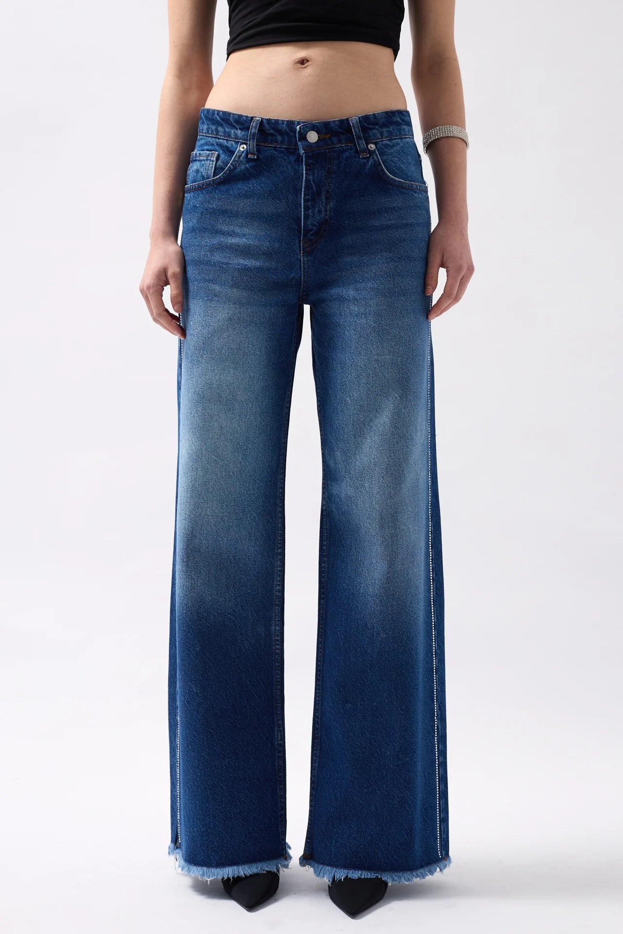 Blue Jeans with Stone Stripe Detail