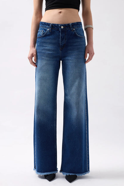 Blue Jeans with Stone Stripe Detail