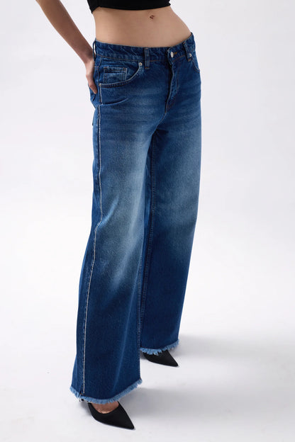 Blue Jeans with Stone Stripe Detail