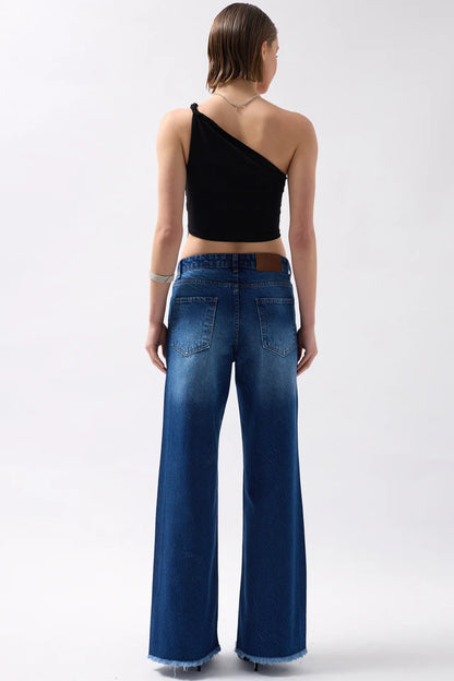 Blue Jeans with Stone Stripe Detail