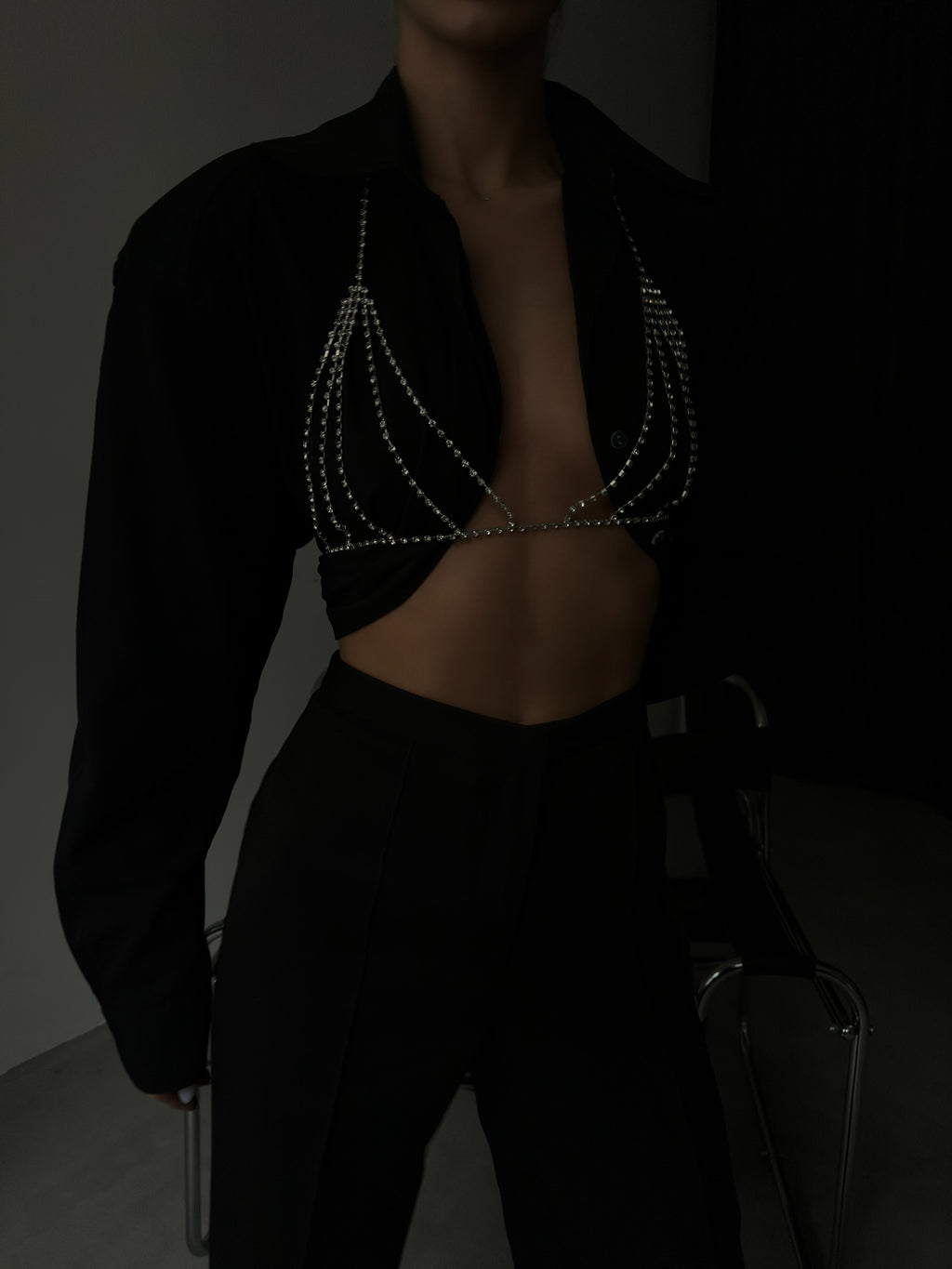 Rhinestone Silver Bra