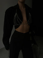 Rhinestone Silver Bra
