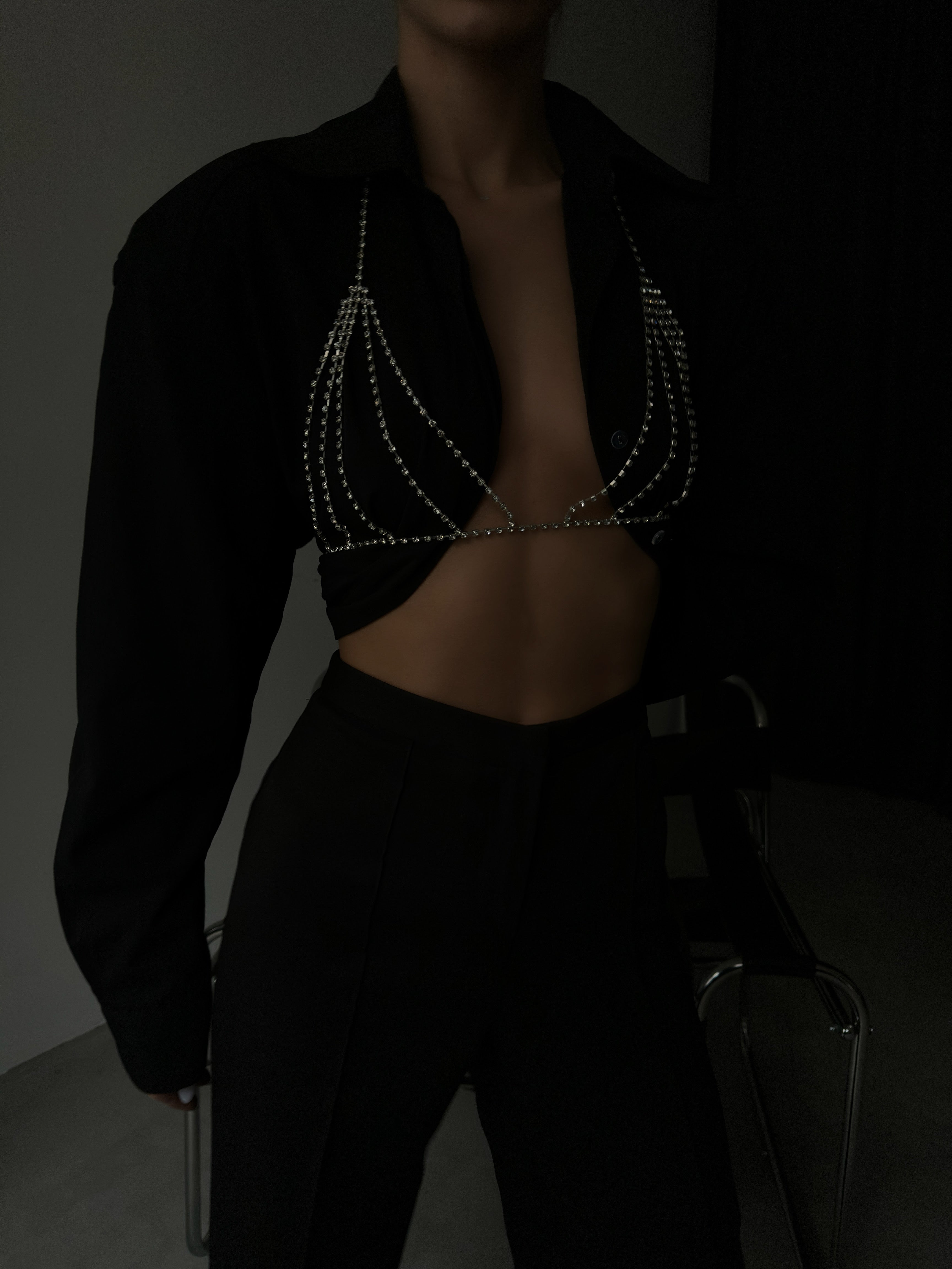 Rhinestone Silver Bra