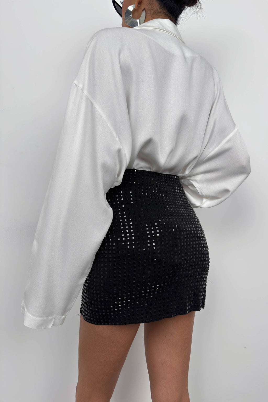 Rhinestone Black Mini Skirt