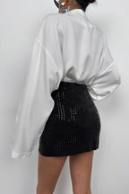 Rhinestone Black Mini Skirt