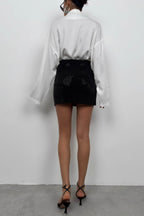 Rhinestone Black Mini Skirt