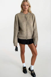 Mink Knitted Cardigan with Single Snap Pocket