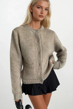 Single Pocket Snap-Button Mink Knit Cardigan