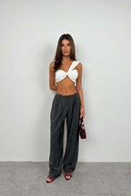 One Shoulder Asymmetric Ecru Bra