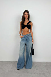 One Shoulder Asymmetrical Black Bra