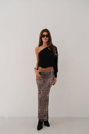 One Shoulder Balloon Sleeve Black Sweater