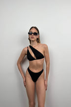 One Shoulder Black Bikini Set