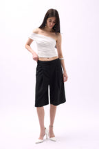 One Shoulder Ruched White Blouse