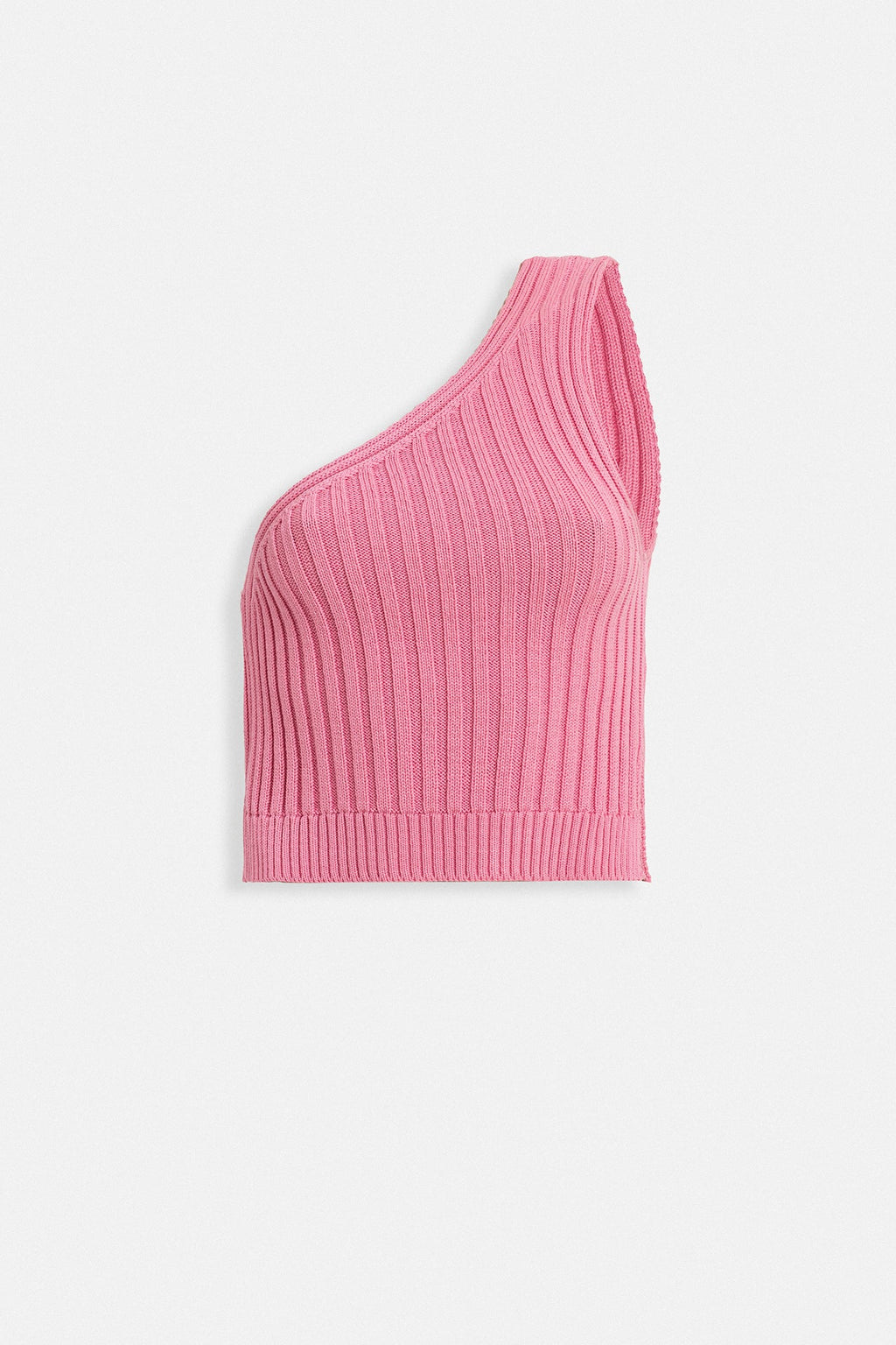 One Shoulder Knit Pink Blouse