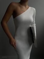 One-Shoulder Slit Knit Dress