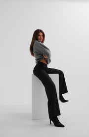 Single Pleated Black Wide Leg Trousers