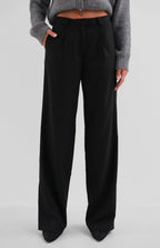 Single Pleat Black Wide Leg Pants