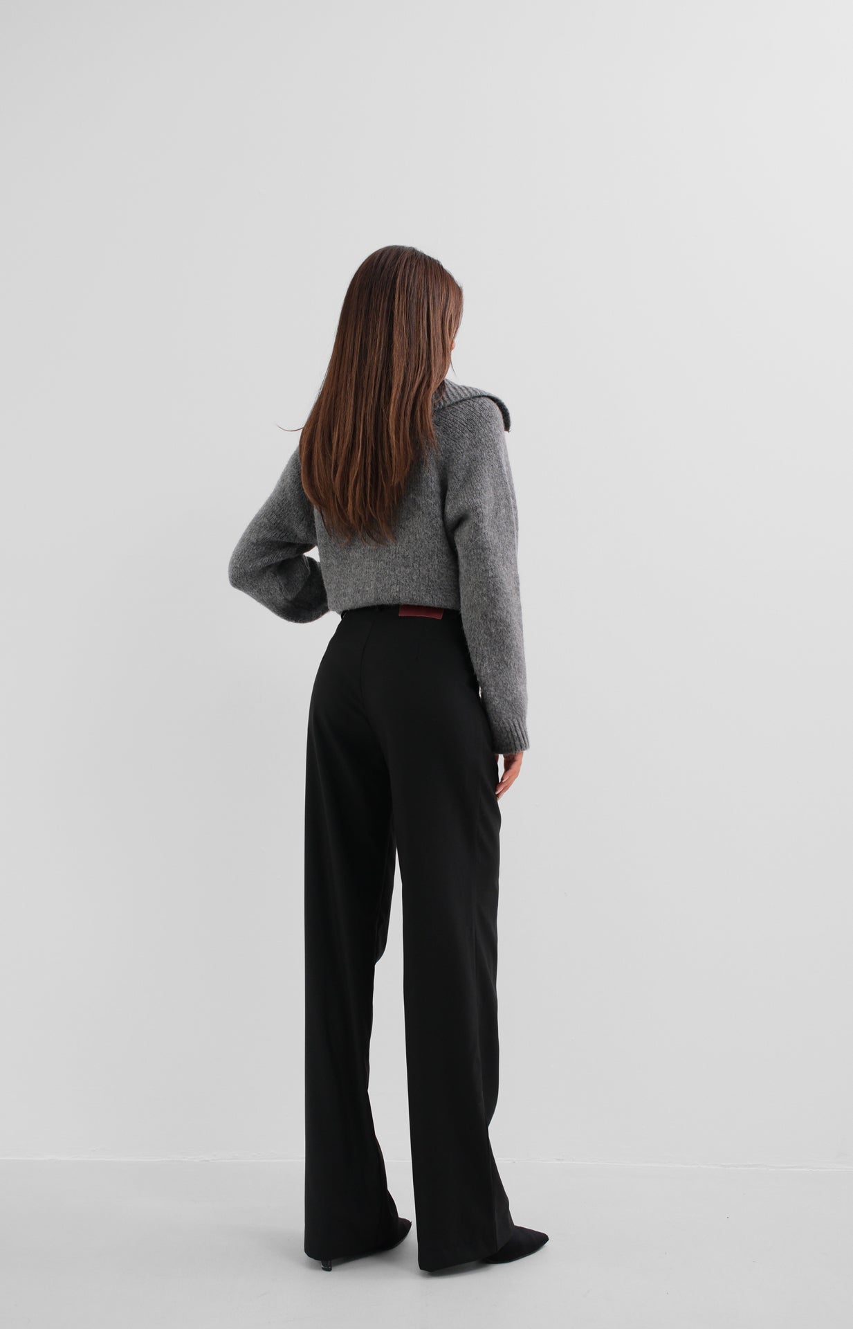 Single Pleat Black Wide Leg Pants