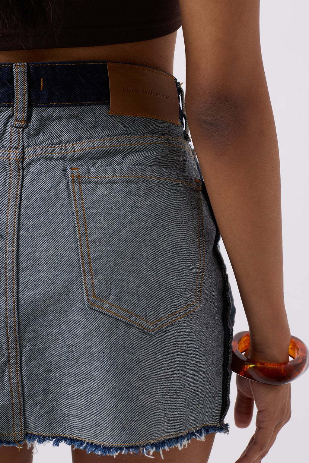 Reverse Detail Denim Mini Blue Skirt