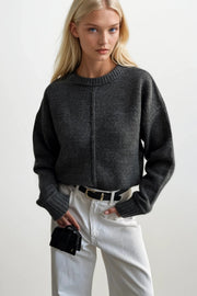 Reverse Stitch Crew Neck Anthracite Sweater