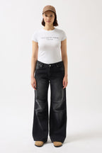 Thanks God Printed Stretch Crop White T-Shirt