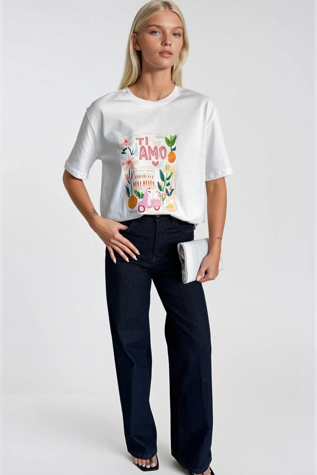 Ti Amo Printed White T-Shirt