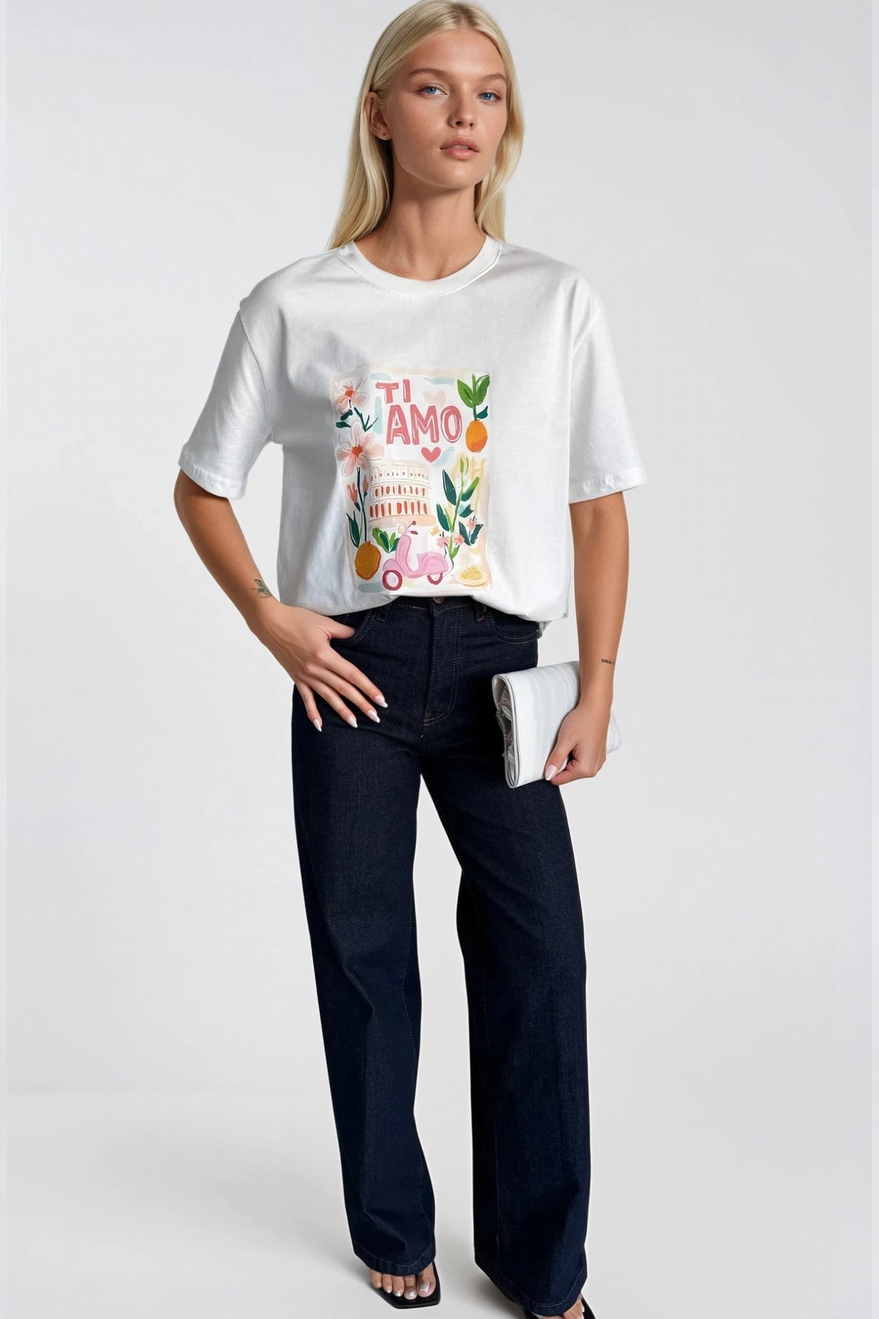 Ti Amo Printed White T-Shirt