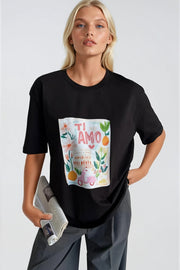 Ti Amo Printed Black T-Shirt