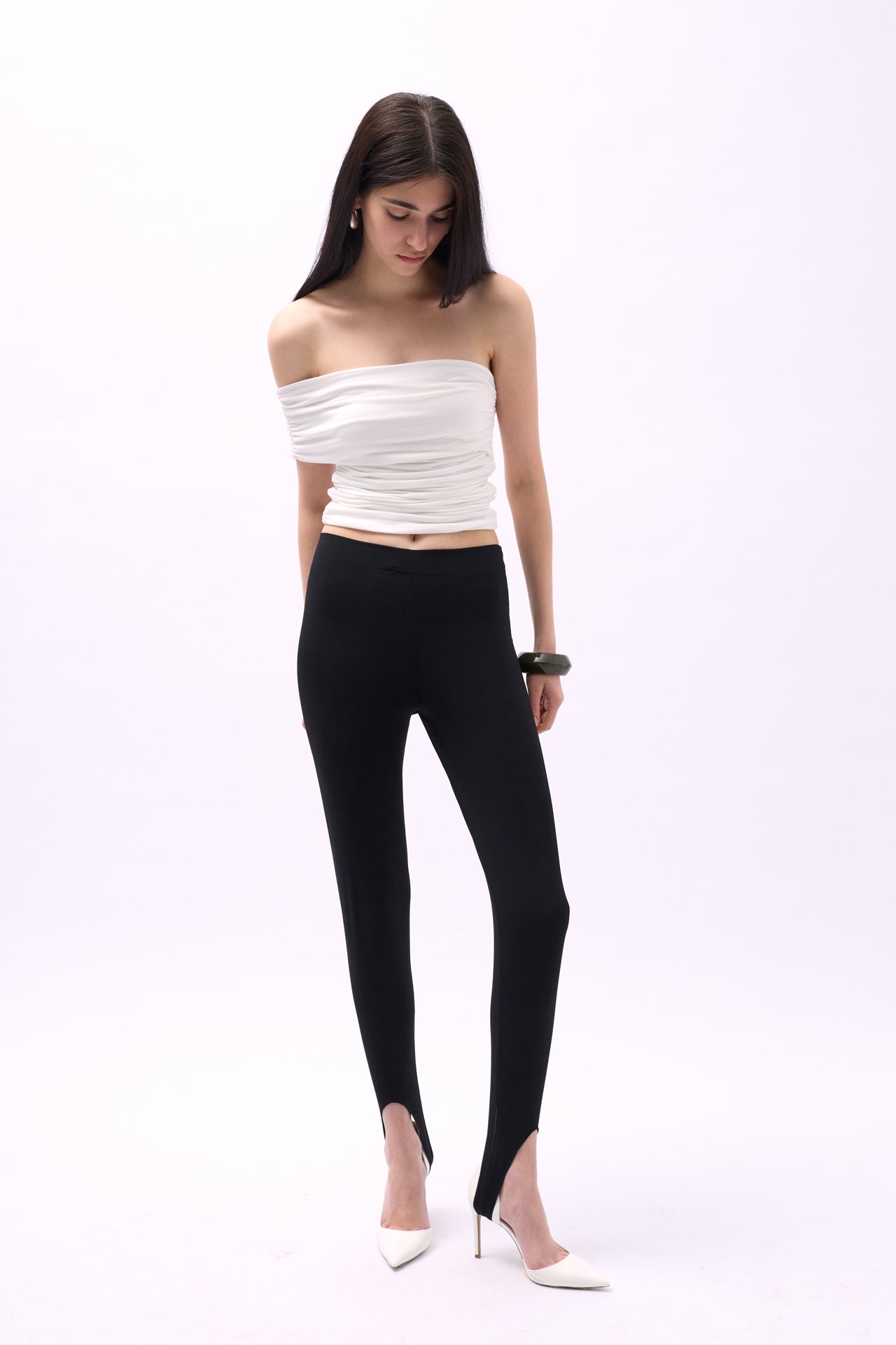 Heel Detail Black Leggings