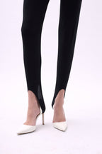 Heel Detail Black Leggings