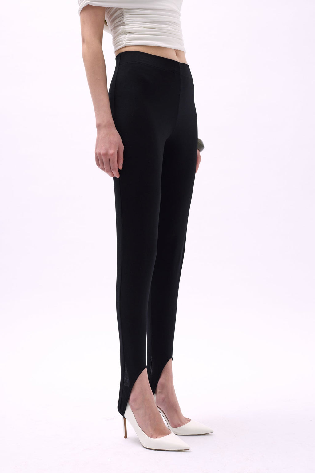 Heel Detail Black Leggings